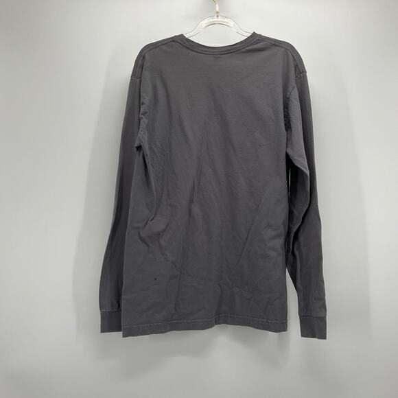 Fox Racing Long Sleeve Tee Size M Charcoal Grey Blue Fox Head Logo Mens Graphic - Picture 2 of 9